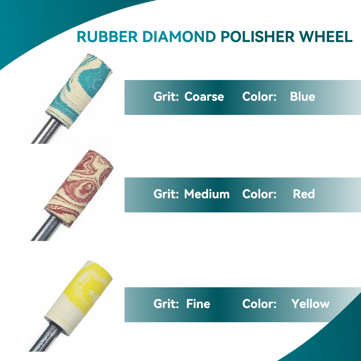 Dental Color Rubber Diamond Polisher Cylinder Head For Porcelain Zirconia Restorations HP 2.35mm 3/32inch Lab Dentistry Tools