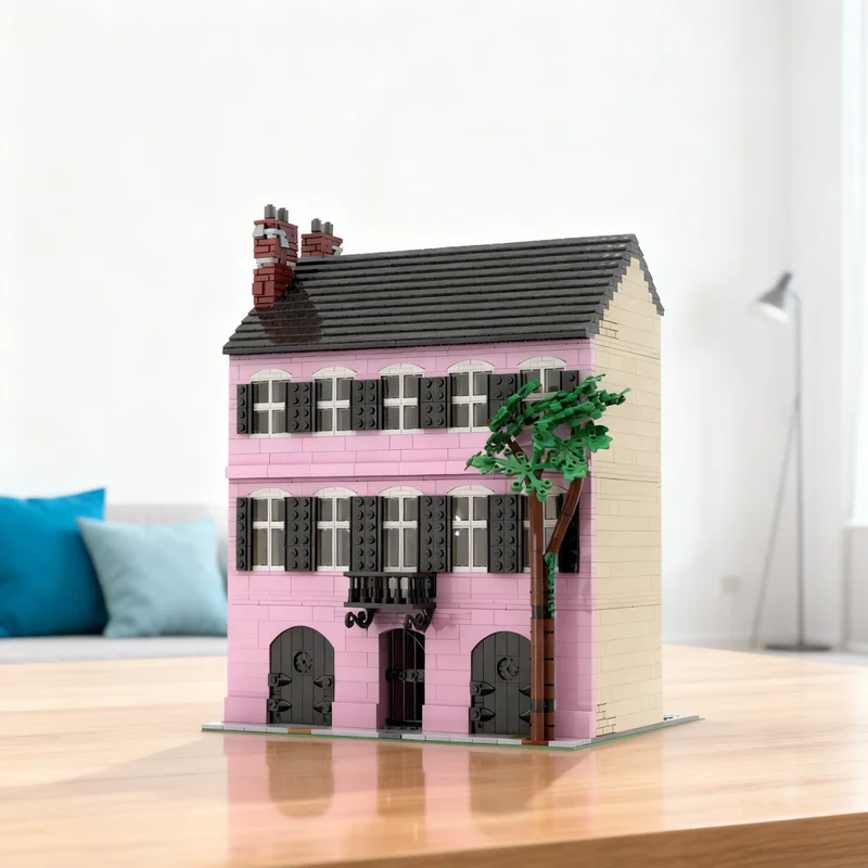 

4338 деталей MOC Rainbow Row 1: Модульная модель городского пейзажа, строительные блоки, креативный подарок, коллекционный декор, премиум-класс для детей и взрослых