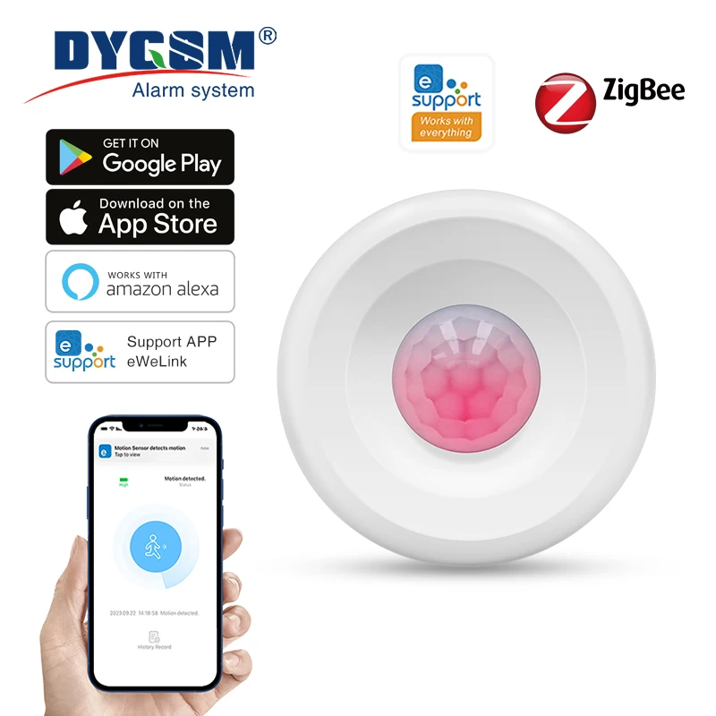 

EWeLink Zigbee PIR Human Motion Sensor, Remote Monitoring, Smart Protection For Your Home, Compatible With Alexa And Google.