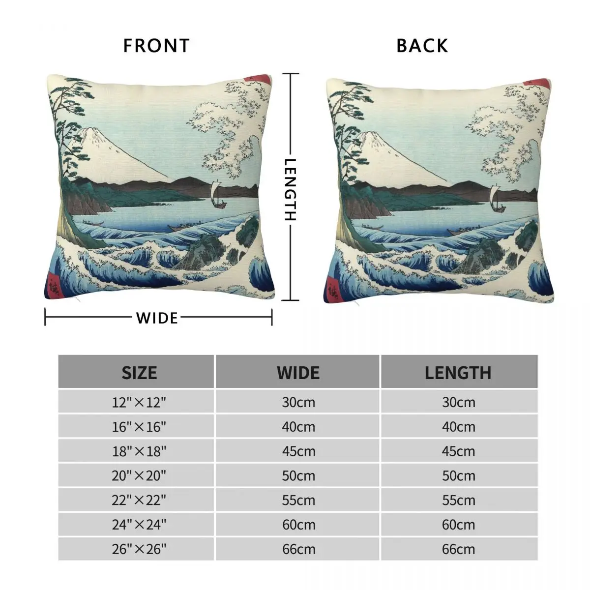 Utagawa Hiroshige Seascape In Satta Square Pillowcase Polyester Linen Velvet Pattern Decorative Pillow Case Bed Cushion Cover