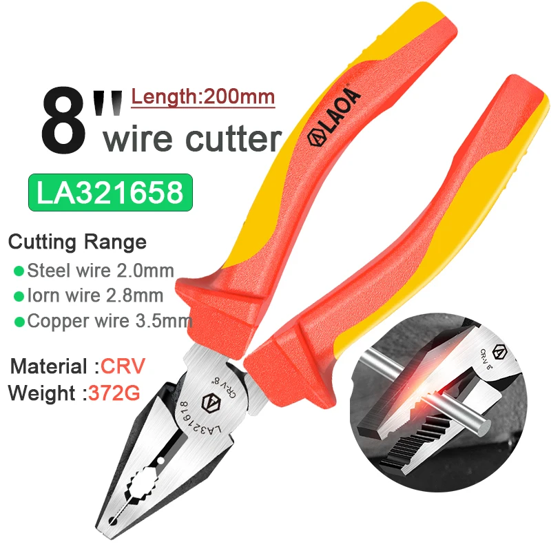 LAOA 1000V geïsoleerde draadkniptang Elektrische tang Tang VDE-kabelstrippers Besparing geïsoleerd met rubber gecoat handvat