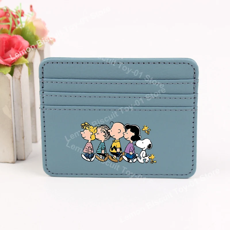 Snoopys-Mini billetera delgada y bonita para tarjetas de crédito bancarias, funda de identificación de negocios para hombre, Bolso pequeño de cuero PU para mujer, regalos de cumpleaños