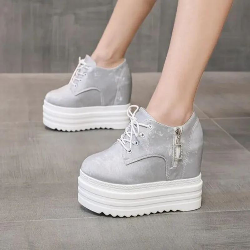

New Fashion Inner Height Women's Shoes Autumn Wedge Platform Cake Hidden Heels Comfortable Ladies Sneakers Functional Footwear