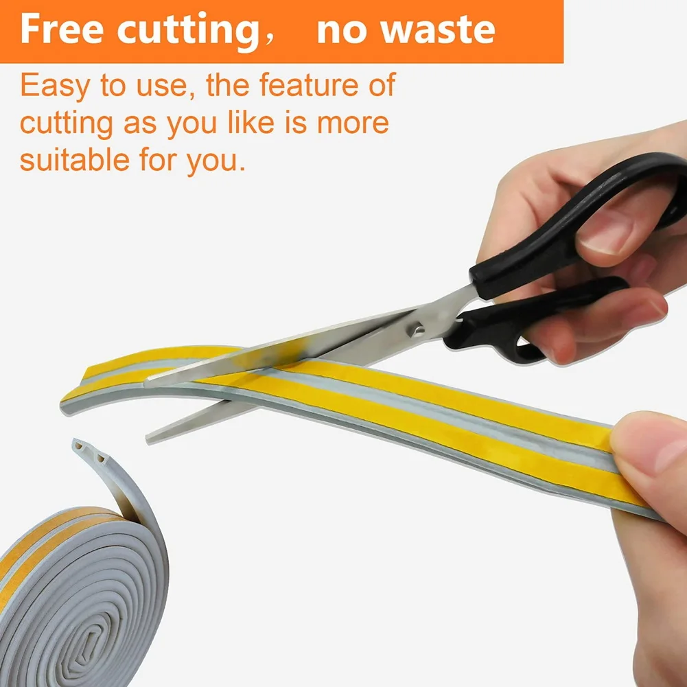 A56K 2 Rolls 10 M Draft Excluder for Doors and ,Draught Excluder Tape Rubber Seal Foam Tape Car Stickers Sealing Grey