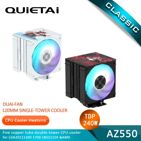 QUIETAI AZ550  CPU Cooler 5 Heat pipes CPU Fan LGA1700/1851/1200 115X AMD4 AMD5