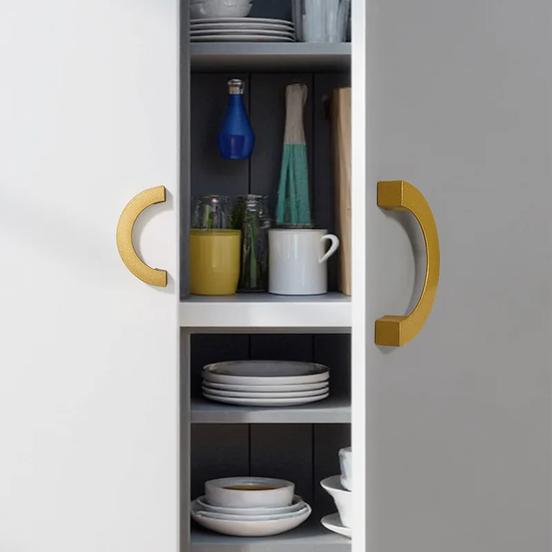 Aluminum Alloy Semicircular Pull Handle—Pair-Mounted for Wardrobe, Cabinet, and Drawer Door Handles; Furniture Hardware Accessor