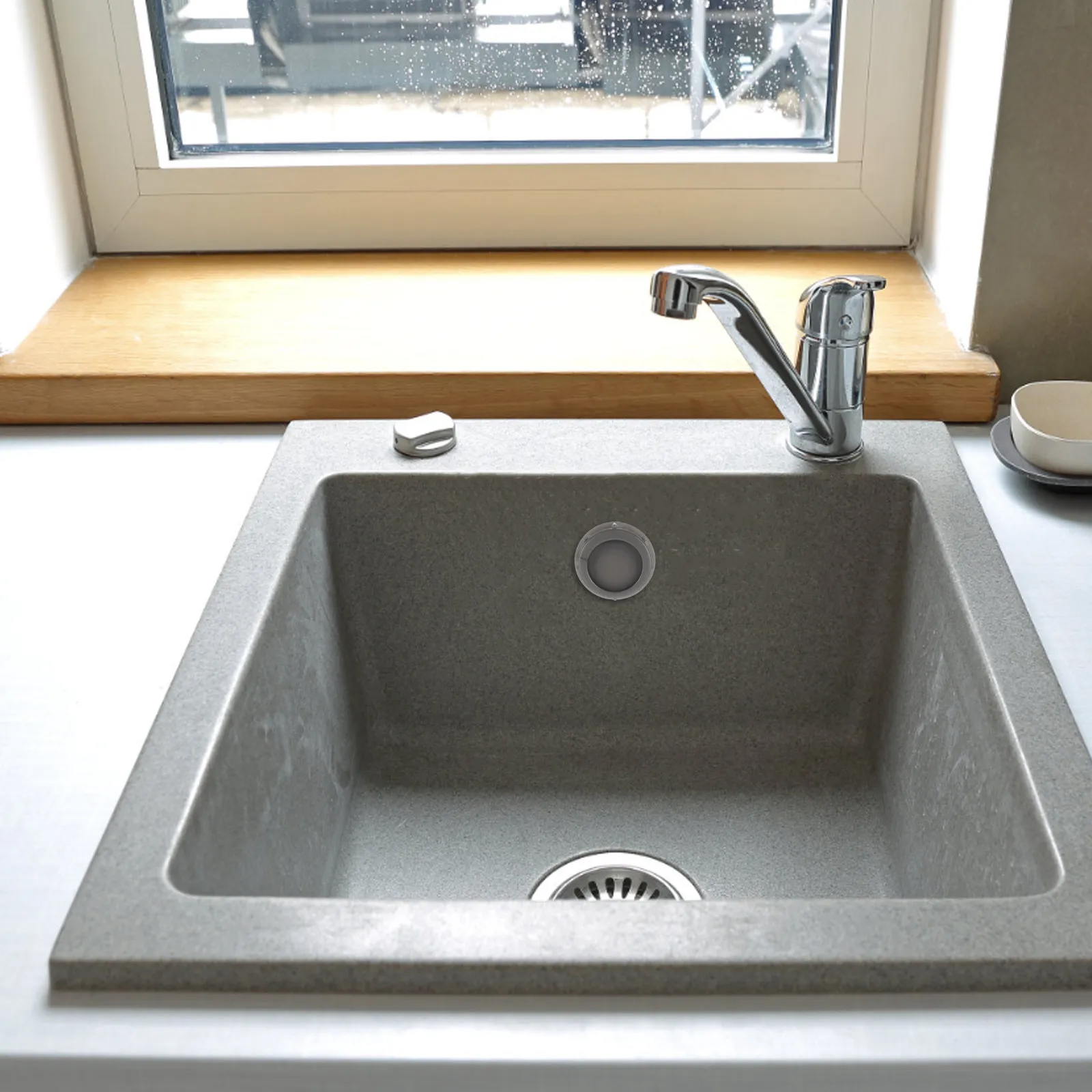 Round Sink Overflow Hole Plug Smooth Plastic Cover Cap Kitchen Bathroom Sink Overflow Insert Drain Trim Replacement Accessories