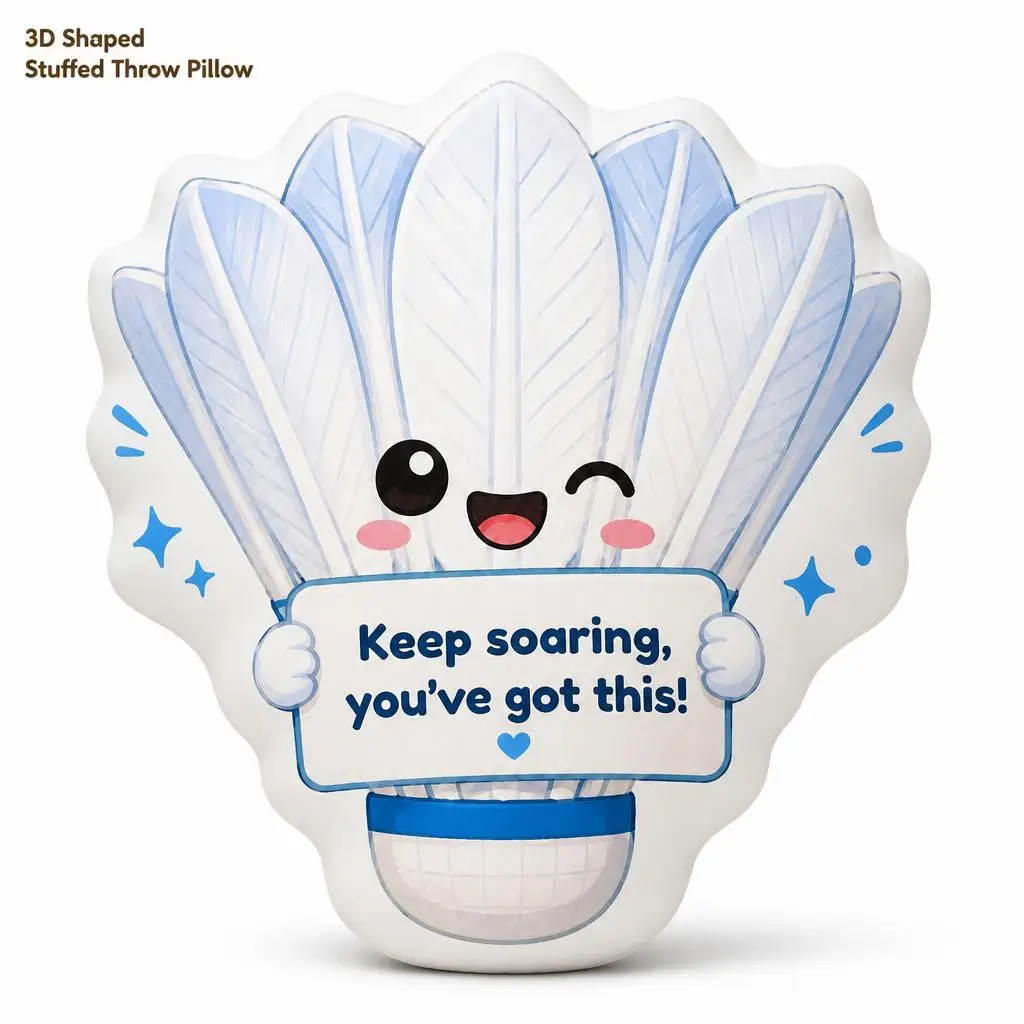 Cute Shuttlecock Keep Soaring Badminton Encouragement Plush Pillow Cushion Irregular Stuffed Throw Pillow Home Decor Gift Sofa