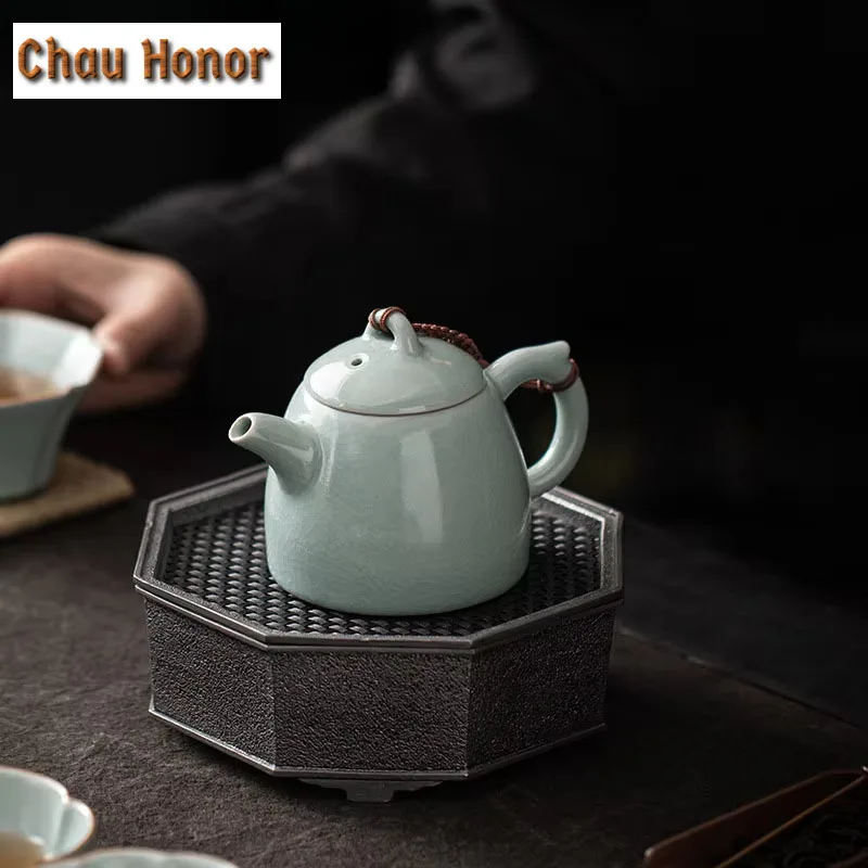 190ml Boutique Ru Kiln Ceramics Small Mountain Teapot Handmade Household Kung Fu Tea Set Tea Ceremony Drinkware Accessories Gift
