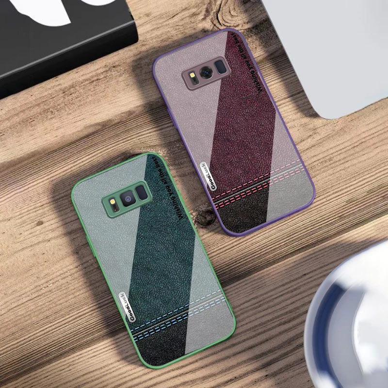 Yellow green stitching For Samsung S25 S25 Edge S25Ultra S8 9 S10 20 U ltra S21 Pro 22 Plus S23 FE S24 Ultra Glass Phone Case