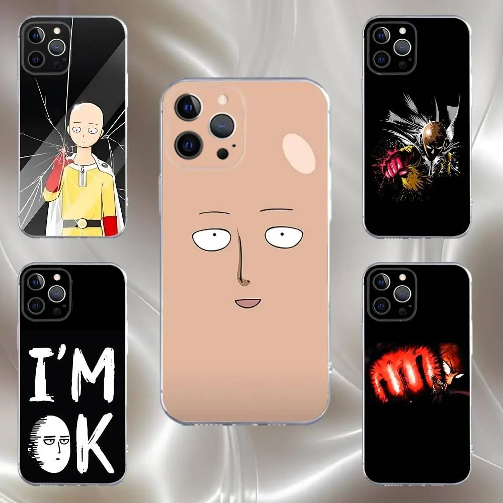 

One P-Punch Man S-Saitama Phone Case For iPhone 16,15,14,13,12,11 Pro,Max,Plus,X,XS,XR,SE,Mini Transparent Silicone Soft
