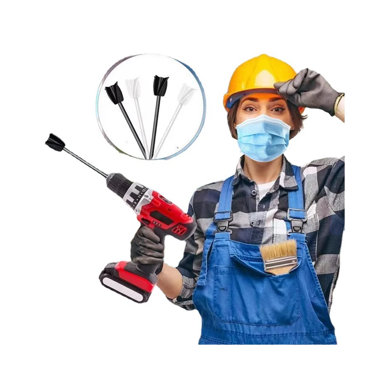 مرفق خلاط الحفر للراتنج ، خلاط راتنجات الايبوكسي ، النمام دوامة لخلط الطلاء ، حزمة من 5