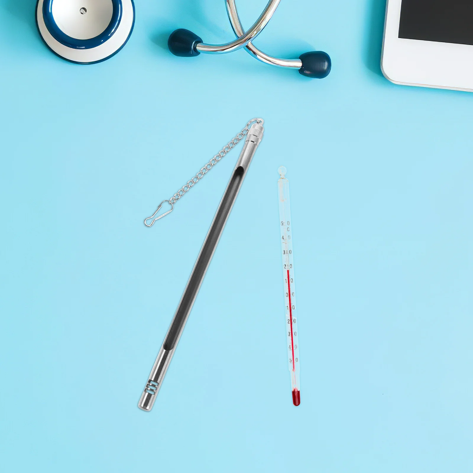 

Stainless Steel Thermometer Protection Cover Durable Metal Shell For Glass Rod Probe Industrial Lab Home Use - Temperature