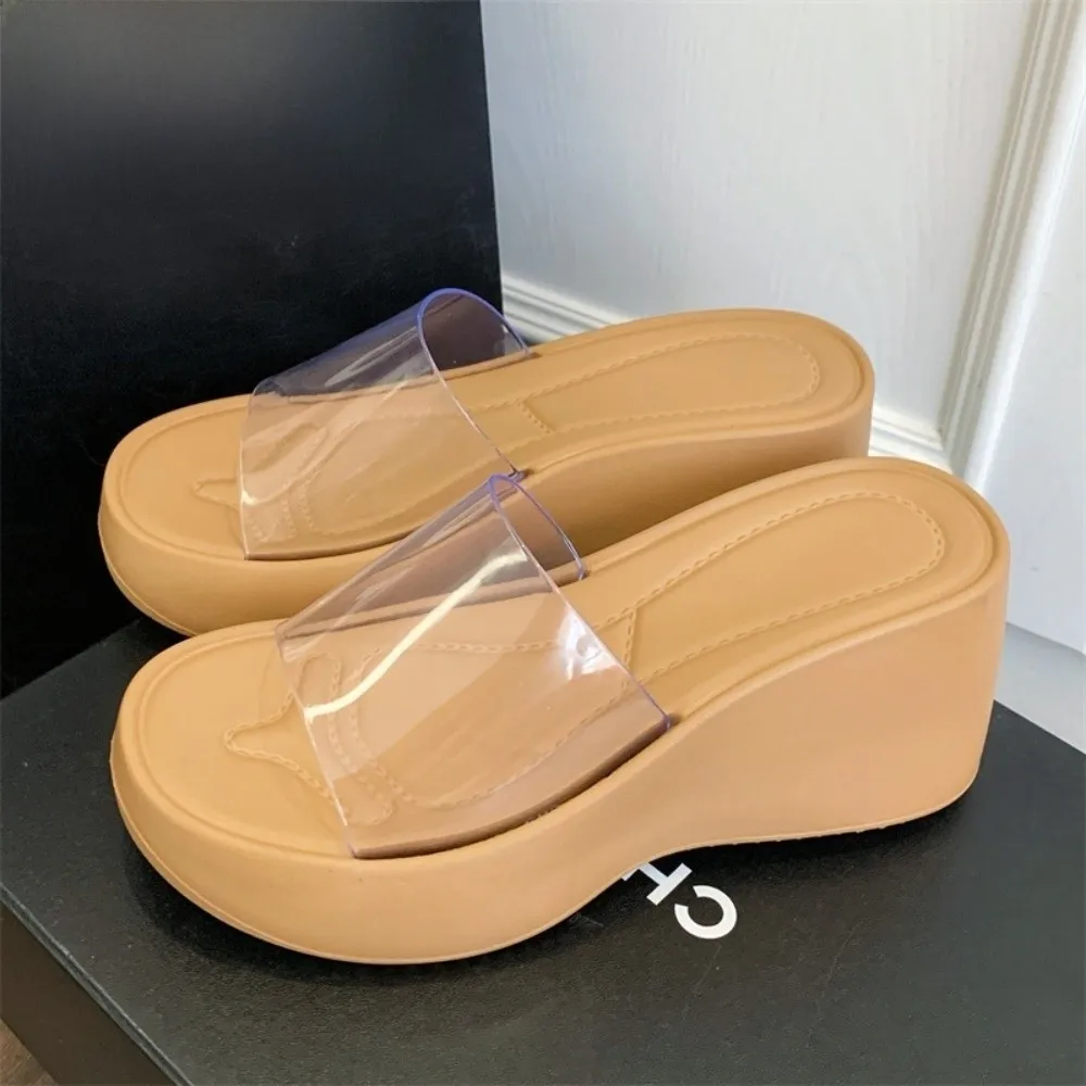 Höhenverstellbare Plattform-Pantoffeln Transparente Rutschfeste Sommer-Strandsandalen Weiche Sohle Leichte Damen-Hausschuhe – Detail 18
