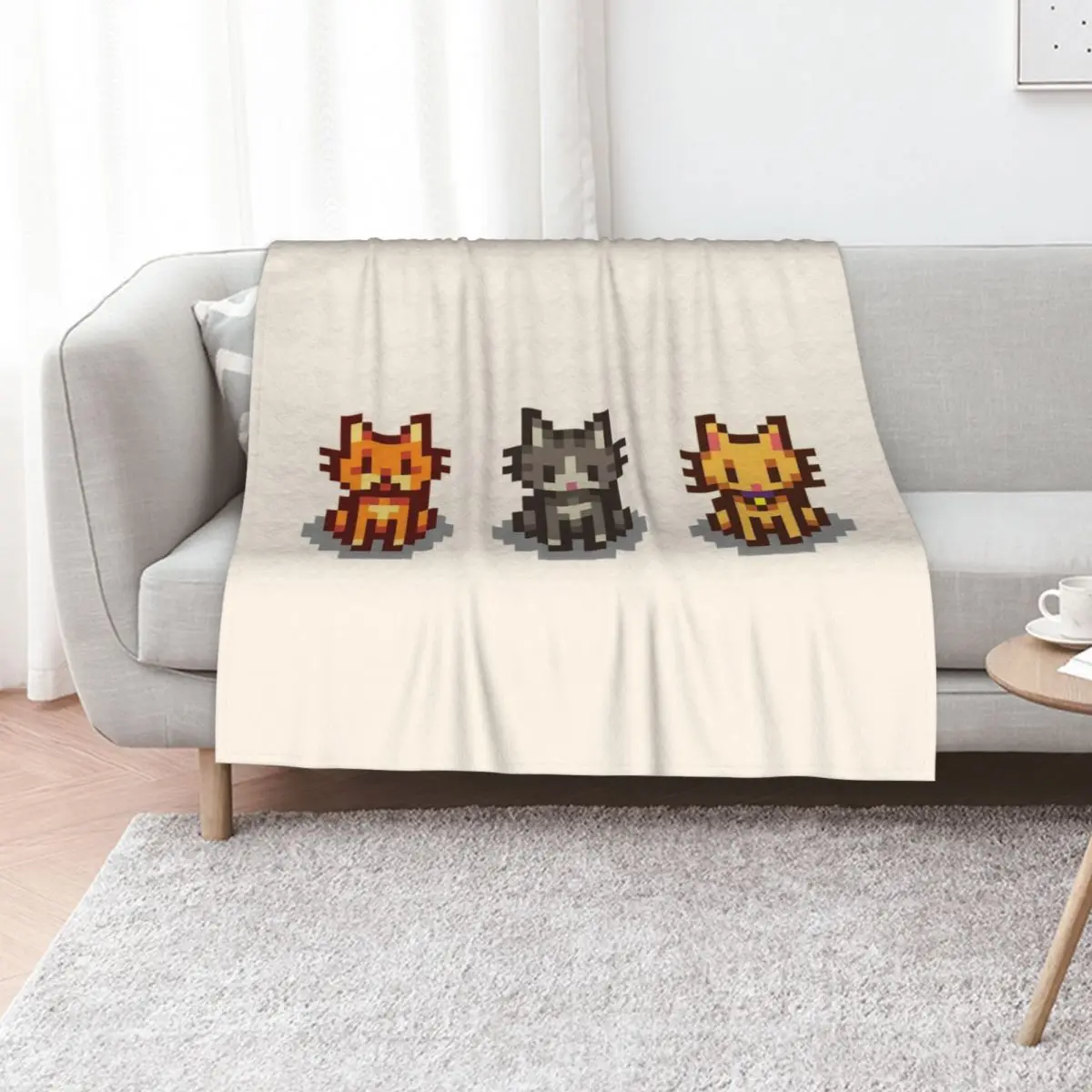 

Stardew Valley Pets: 3 Cats Throw Blanket Vintage Giant Sofa Warm Extra Large Throw Blankets