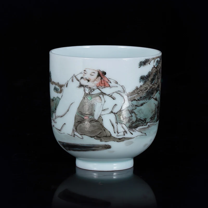 White Porcelain Large Household Kung Fu Tea Set Tea Bowl Pastel Host Cup Ceramic Sample Tea Cup