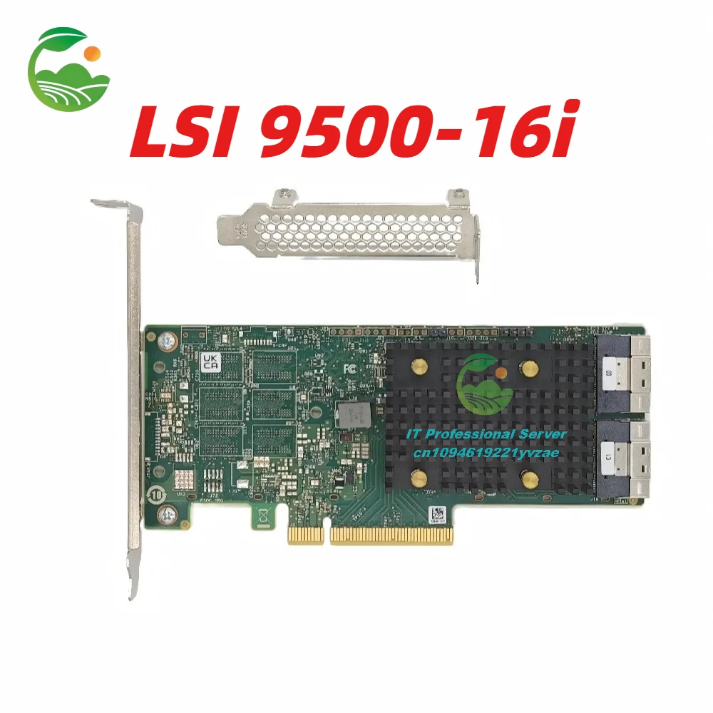 LSI 9500-16i 16-Port Tri-Mode HBA PCIe 4.0 x8 SAS/SATA/NVMe – Bare / +SFF-8654 Cables