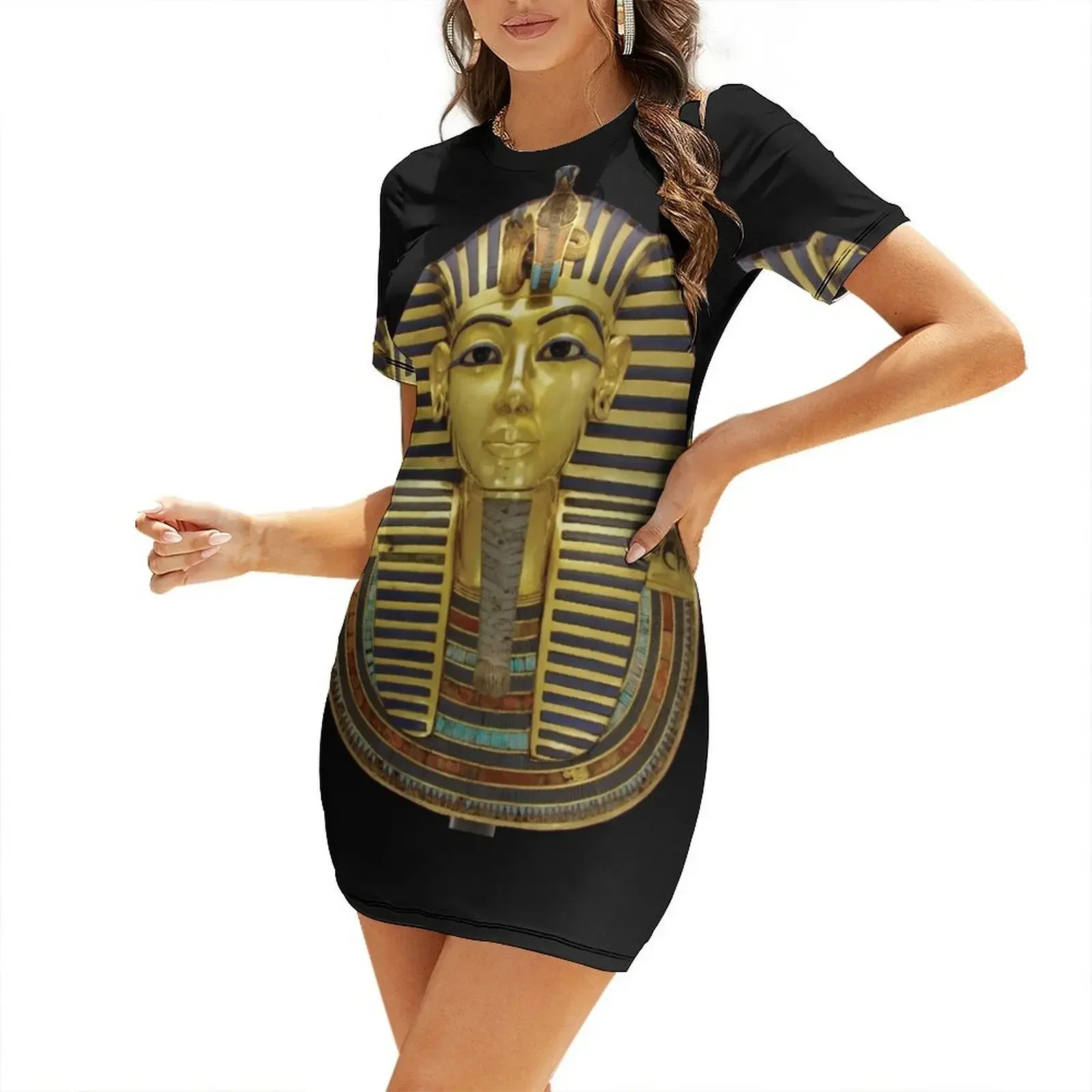 

King Tut Mask Short-Sleeved Dress Beachwear dress summer 2026 women evening dresses women women's evening dresses