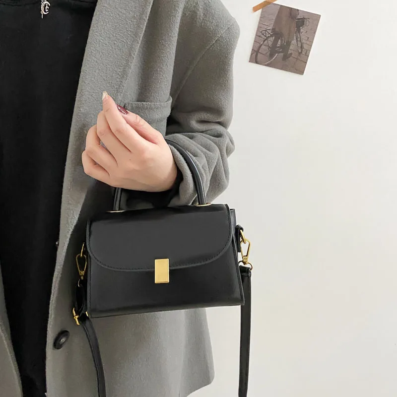 Small Square Bag For Women 2024 New Trendy Versatile Crossbody Bags Simple Solid Pu Leather Handbag Female Work Commuter Pack