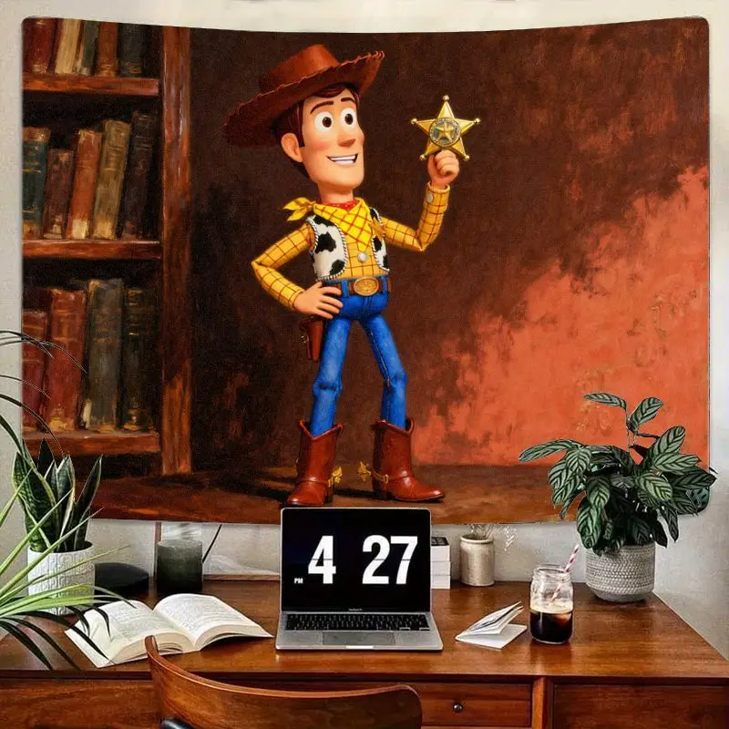 

1 шт. Disney Pixar Toy Story Вуди Ковбойский гобелен, настенное искусство шерифа, забавный декор для детей и любителей кино, гостиная, спальня, общежитие.