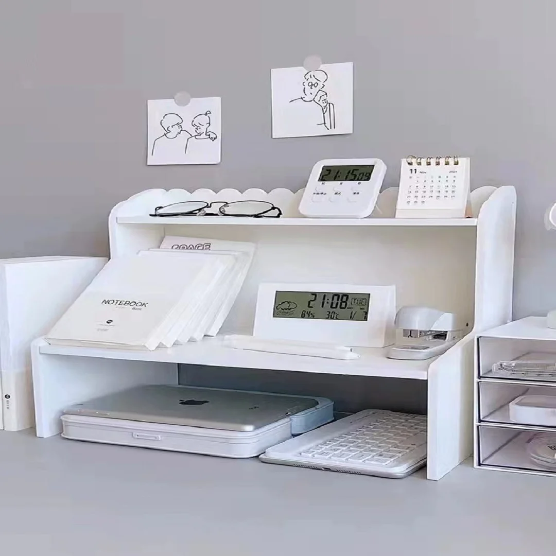Ins Style Double-layer Height Increasing Desktop Storage Rack, Dormitory Office Cosmetics, Stationery, Books Storage And Organiz