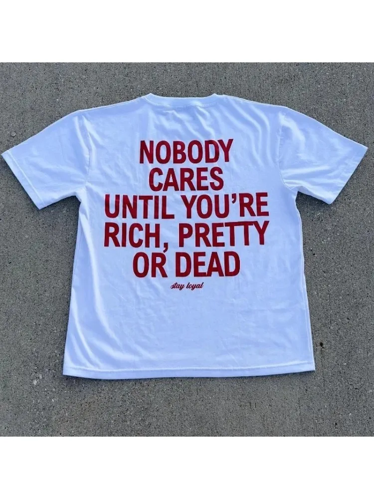 Y2K Lettre Imprimé Harajuku Hip Hop Punk Décontracté O Cou Lâche Rue T-shirt Femmes Manches Courtes Hauts Années 90 D'été Graphique T-shirts