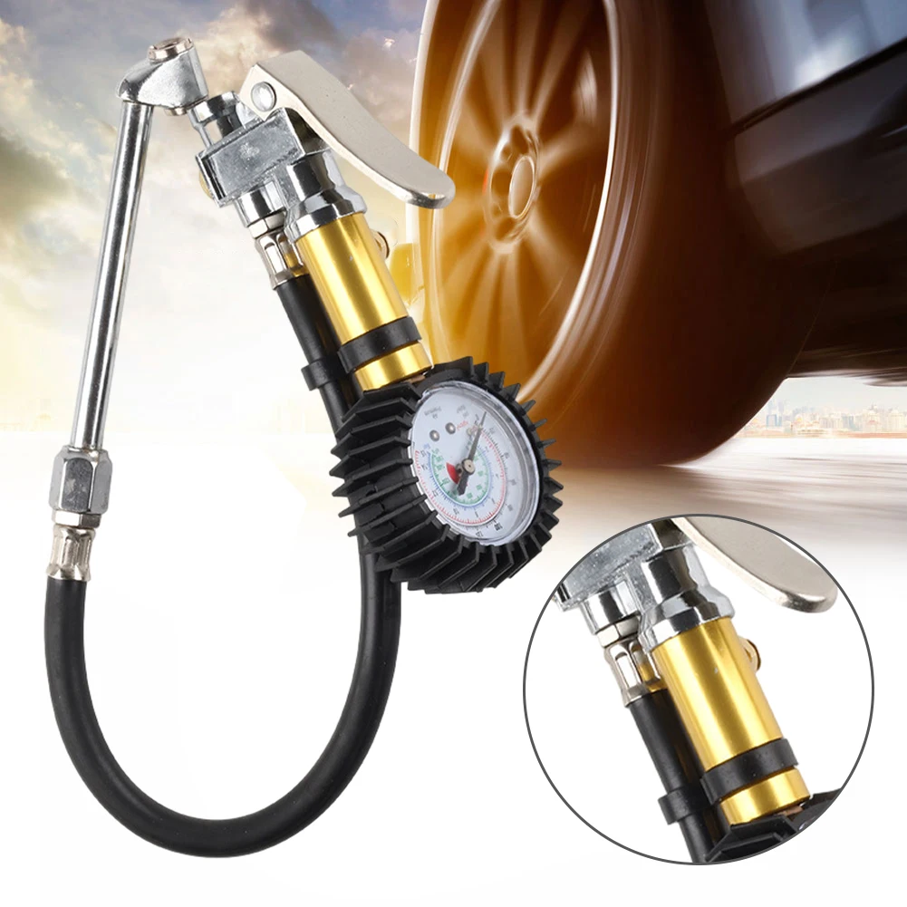 0-220Psi Air Line Tyre Pump Inflator High Precision Tire Inflator with Pressure Gauge Heavy Duty Pressure Gauge Tire Repair Tool