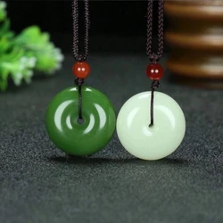100% Natural Multicolor Jade Doughnut Pendant Necklace Fashion Accessories Charm Jewellery Carved Amulet Gifts for Women Men