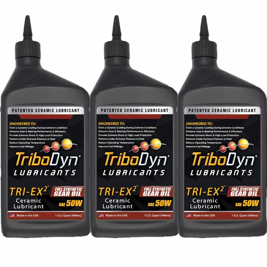 

50W Full Synthetic Gear Oil w Ceramic Tech GL5 MT1 Repairs Worn Gears Reduces Heat for Differentials Transmissions 3 Quart Pack