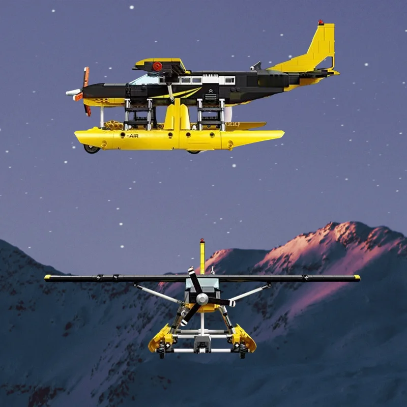 739個のビルディングブロックおもちゃ、水上飛行機モデル、ABS素材、ファミリーゲームとDIYコレクション、ホリデーギフト（箱付き）