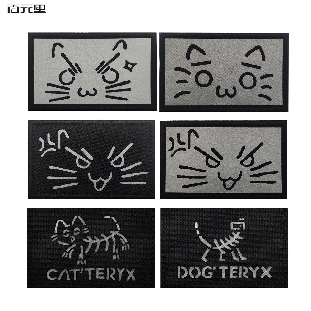 Cartoon Encouraging Cat Embroidered Armband Morale Badge Tearful  Decorative DIY Hook&Loop Patches Backpack Stickers