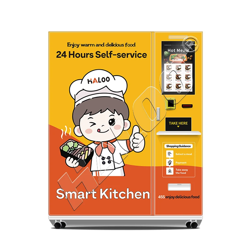 FOODLINE Customized Automatic Vending Machine Hot & Frozen Food Touch Screen Coin Credit Card Token QR Code Payment Systems