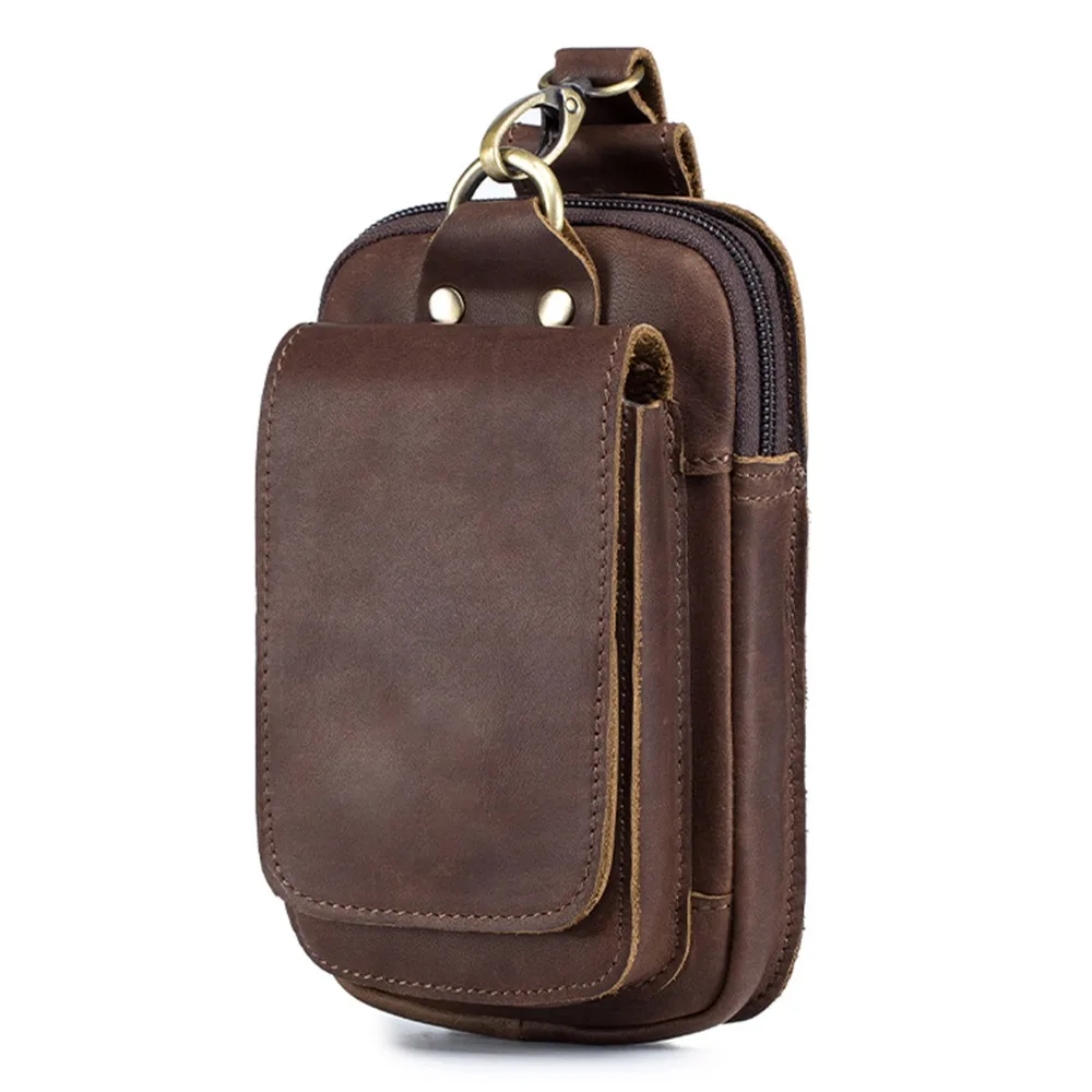 

Durable Cow Leather Belt Bag Portable Large Capacity Waist Bag Fanny Pack Shopping