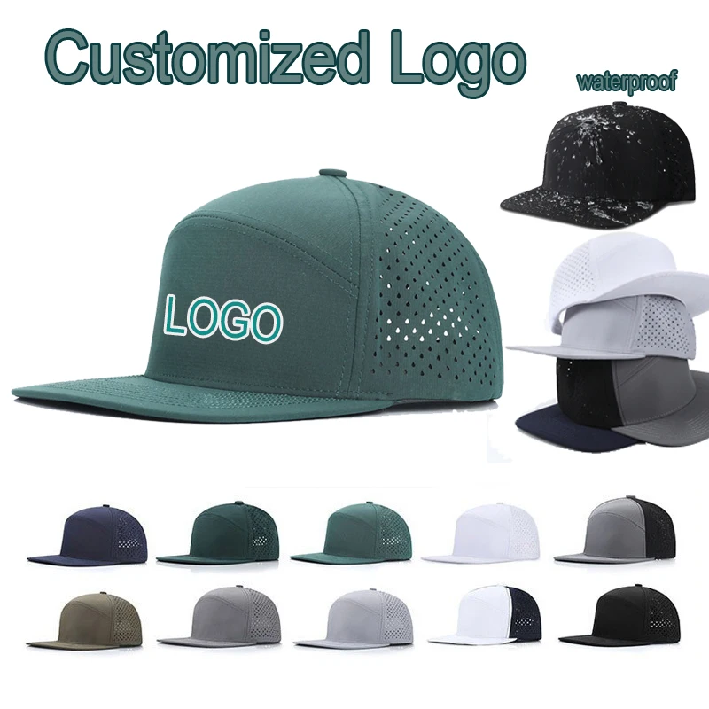 Men Summer Quick Dry Baseball Cap Custom Logo Laser Holes Mesh Breathable Waterproof Sun Outdoor Sports Adjustable Peaked Cap