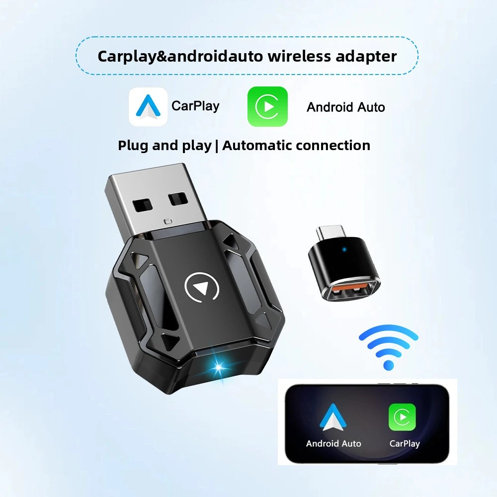 

Беспроводной автомобильный адаптер CarPlay, автомобильное соединение для iPhone, Android, интеллектуальная автомобильная навигация «два в одном», функция музыки и вызова.