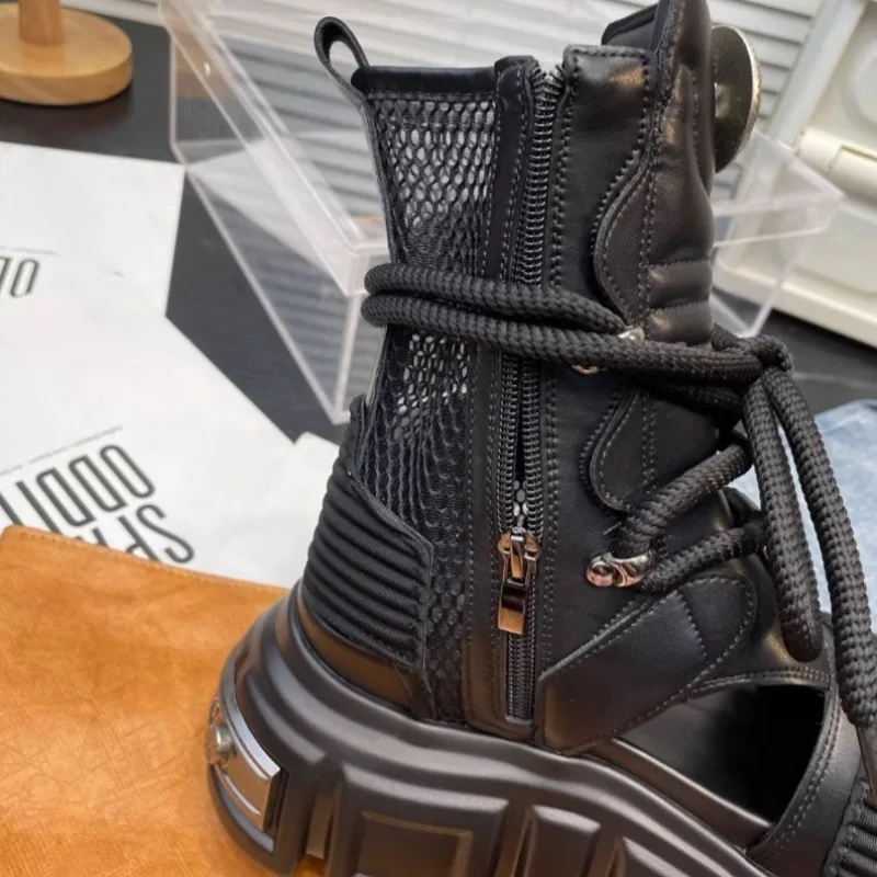 Fashion British Style Motorcycle Boots with Thick Sole,increased Height,personalized Handsome Punk Style,comfortable Botas Mujer