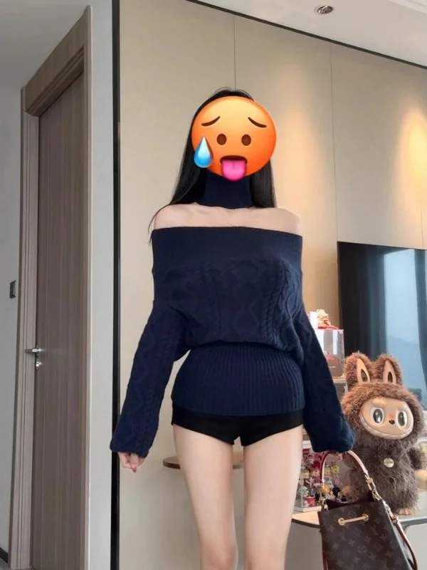 

Модный длинный вязаный свитер Sve на одно плечо, утягивающий топ для женщин, зимняя мода, эксклюзивный онлайн-свик