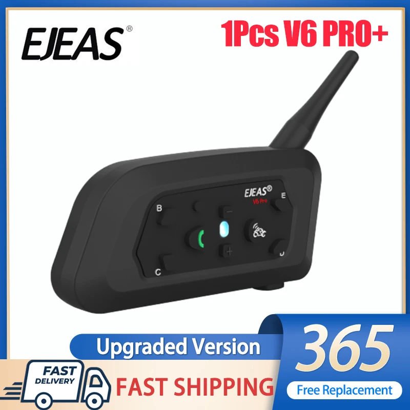

EJEAS V6 PRO Motorcycle Intercom Helmet Bluetooth Headset 6 Riders BT Interphones 800M Communicator Waterproof Noise Reduction