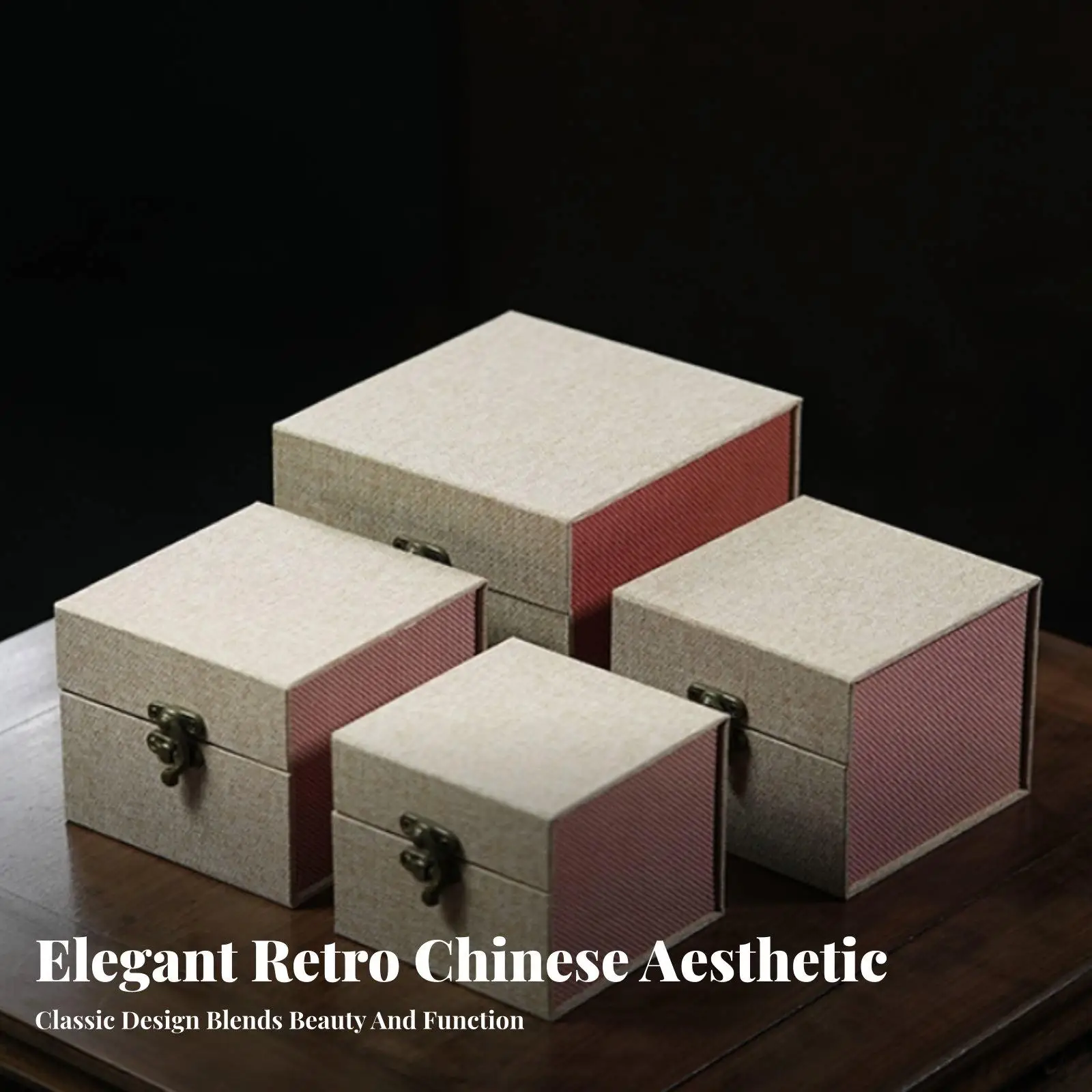 Luxury Industrial Case with Brocade Textile Exterior for Clay Teapot Jewelry Organizer Box with Lock