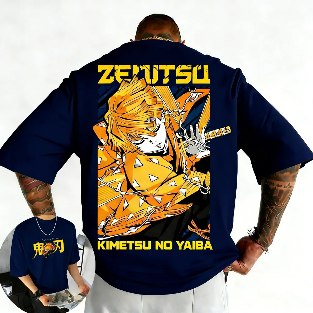 

Футболка унисекс больших размеров с принтом «Истребитель демонов», летняя, повседневная, для родителей и детей, модная уличная одежда в стиле Харадзюку Y2K