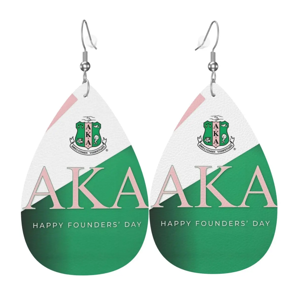 

Кожаные серьги из ПВХ на заказ AKA Sorority, висячие серьги, ювелирные изделия для женщин, подарок для жены, матери