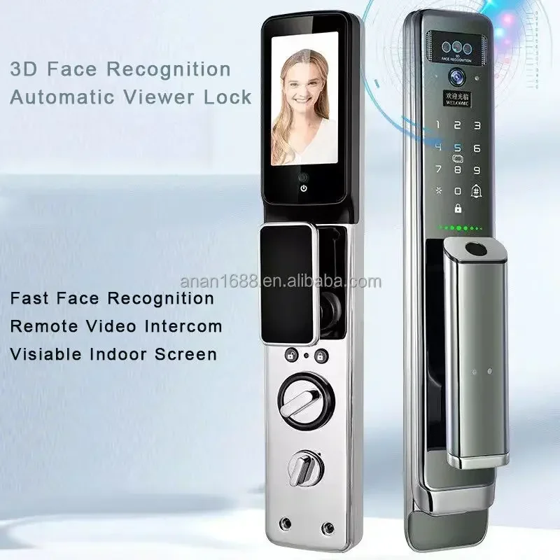 004 2023 New Arrival OEM/ODM Digital 3D Face Recognition Biometric Safety Smart Xhome APP wifi Automatic door lock with Camera