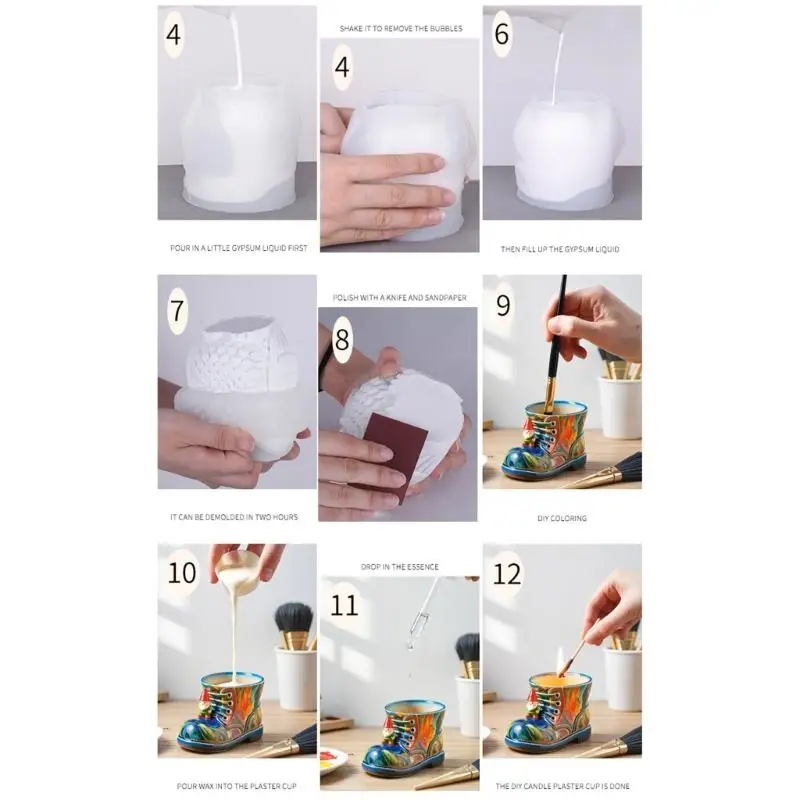 Creative Work Boot Vase Silicone Mold For Resin Jewelry Cup DIY Crafts