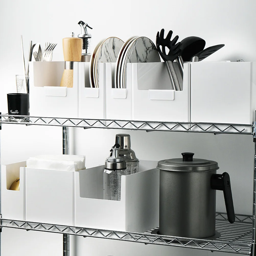 Stackable Plastic Storage Box Multifunctional Desktop Organizing Container For Cosmetics Papers Large Narrow White Space-Saving