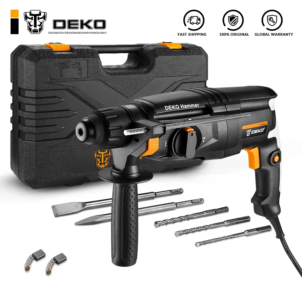 DEKO DKRH26H2 Multifunzionale Martello con BMC & 6pcs Accessori Elettrici Demolizione Martello Trapano a Percussione Punch Utensili Elettrici