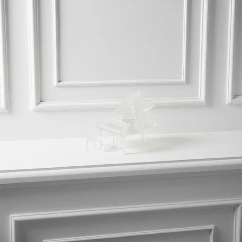 Transparentes Miniatur-Klavierstuhl-Ornament-Set im Maßstab 1/12, Puppenhaus-Simulationsmodell für Puppenhaus-Dekoration und Geschenke – Detail 12