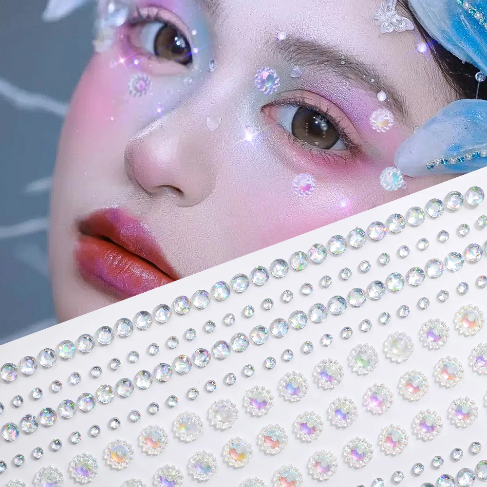 

3D фантомные переливающиеся подсолнухи, наклейка для лица, голографическое зеркало, подсолнух, драгоценные камни для лица, цветок, круглые бриллианты, прозрачные татуировки, наклейки