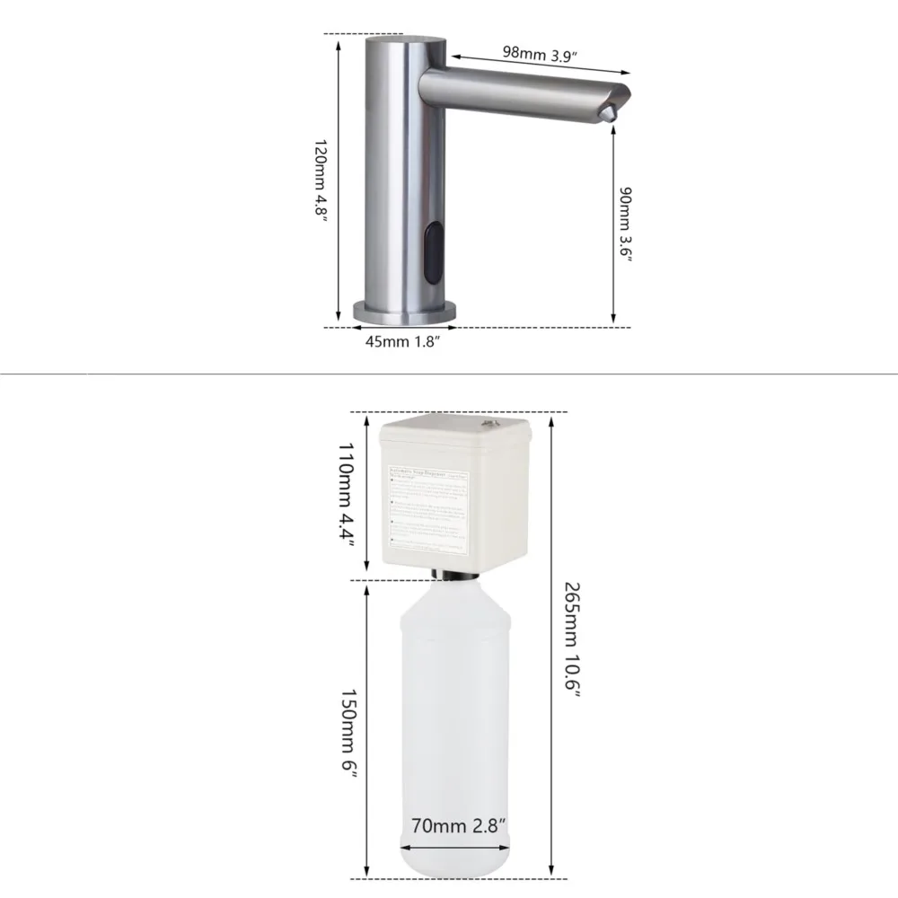 SINLLAKU Automatic Soap Dispenser Touch‑less Sensor Liquid Soap Dispenser Chrome Plated Hands‑Free Soap Pump for Bathroom Sink