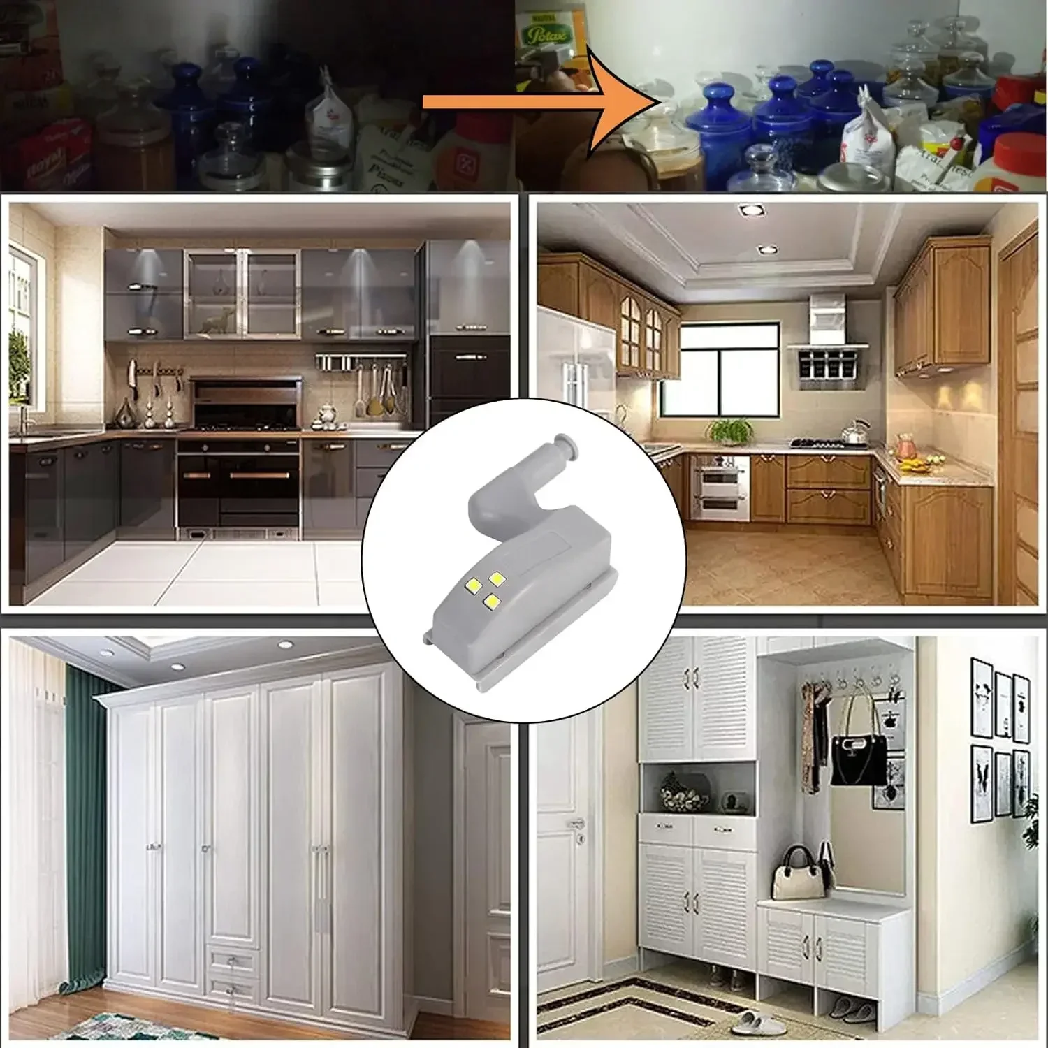 1-10pcs LED Inner Hinge Lamp  Under Cabinet Lights Wardrobe Cupboard Sensor Lights Bedroom Kitchen Closet Night Lamp