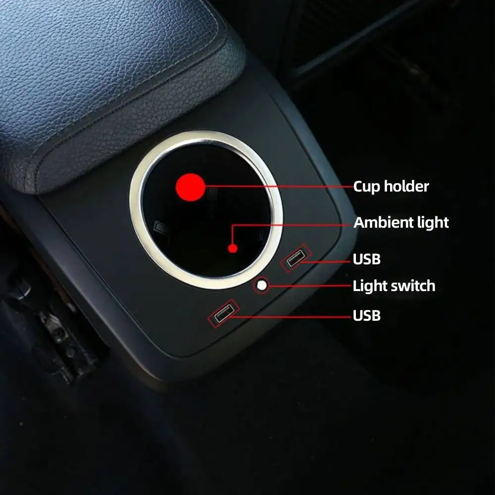 Car Rear Air Outlet Cup Holder Fast Charging Colorful Ambient Light Auto Interior Water Bottle Stand for Volvo XC60 XC90 S60 V60